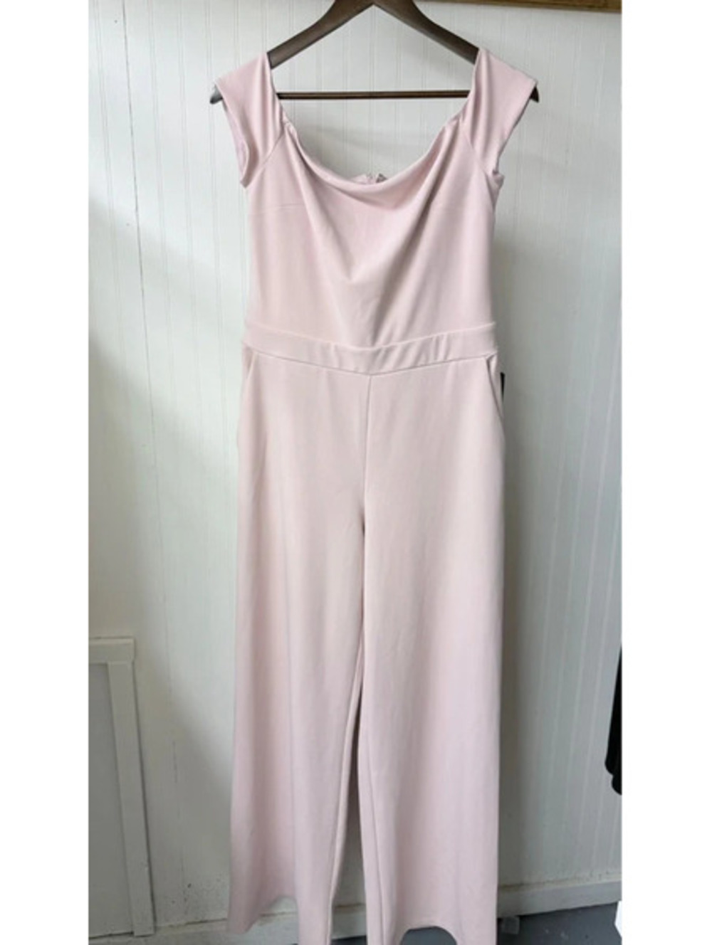 Express jumpsuit soft pink new cowl neck wide wedding medium